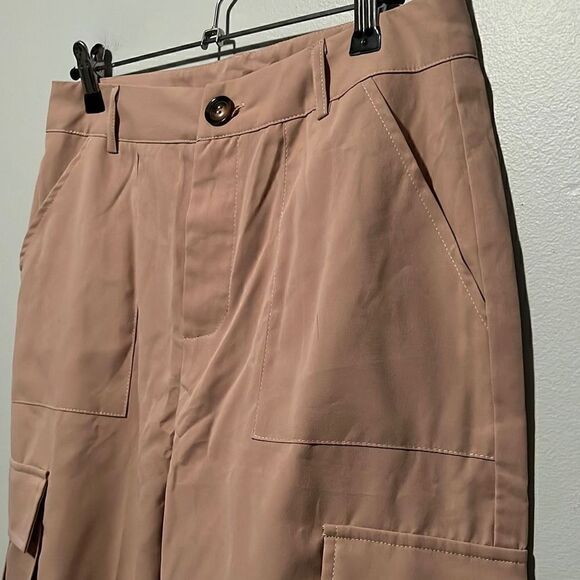 Shein Women's Tan Button And Zipper Fly Jogger Cargo Pants - Picture 4 of 8